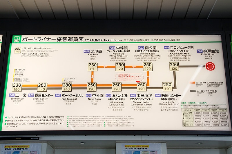 神戸空港のポートライナー路線図「神戸空港駅」
